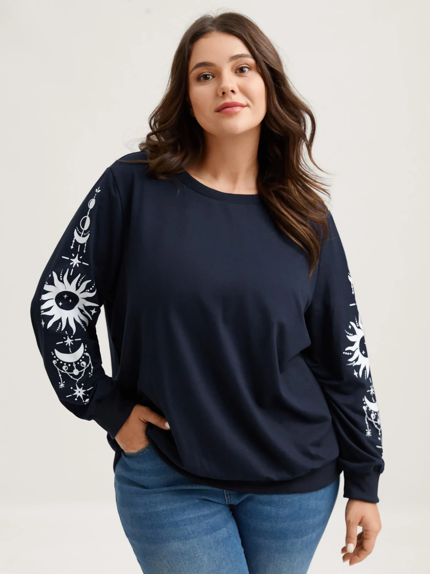 Floral Sleeve Print Contrast Sweatshirt sold by Bloomchic product image thumbnail 2
