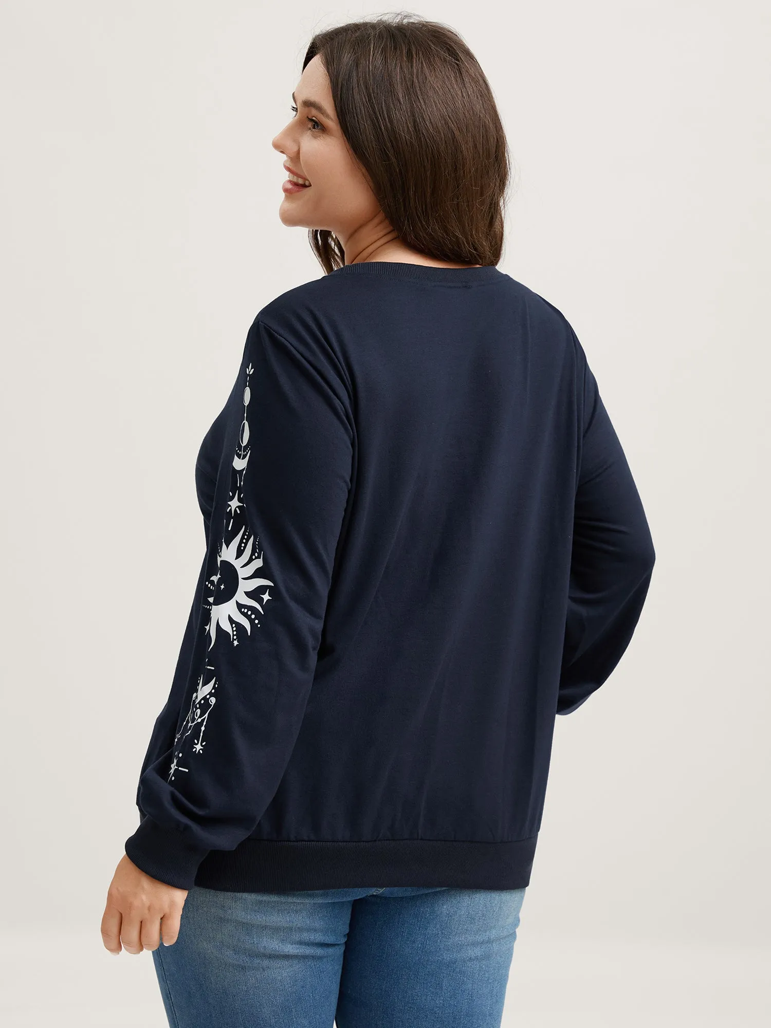 Floral Sleeve Print Contrast Sweatshirt sold by Bloomchic product image thumbnail 4