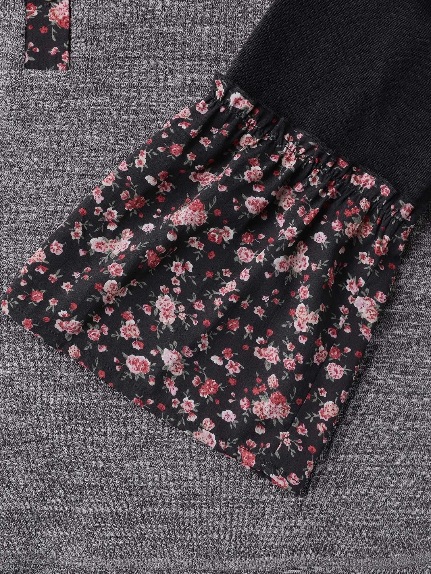 Floral Print Flared Sleeve Contrast Sweatshirt sold by Bloomchic product image thumbnail 5