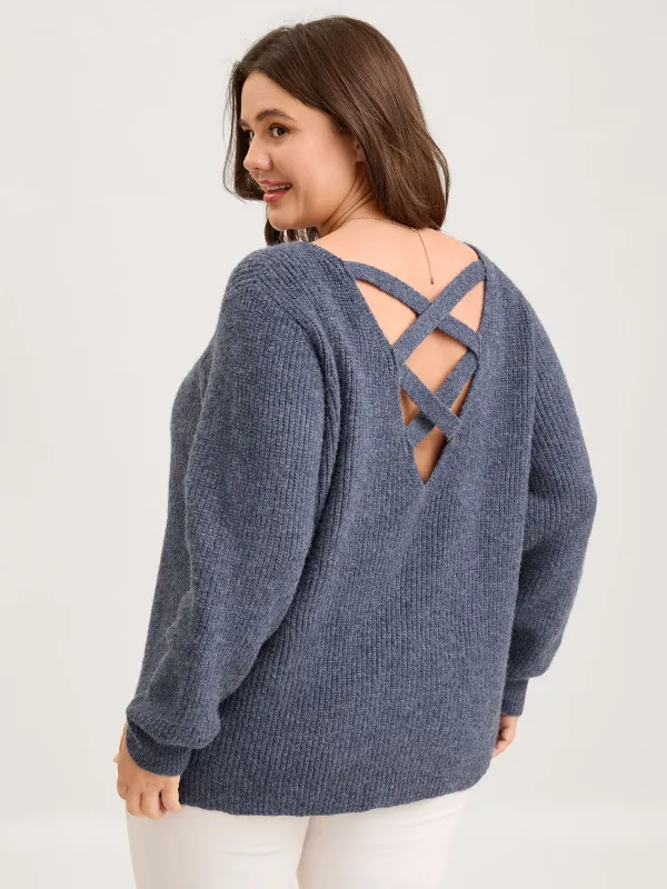 Supersoft Backless Cross-Ties Textured Pullover sold by Bloomchic