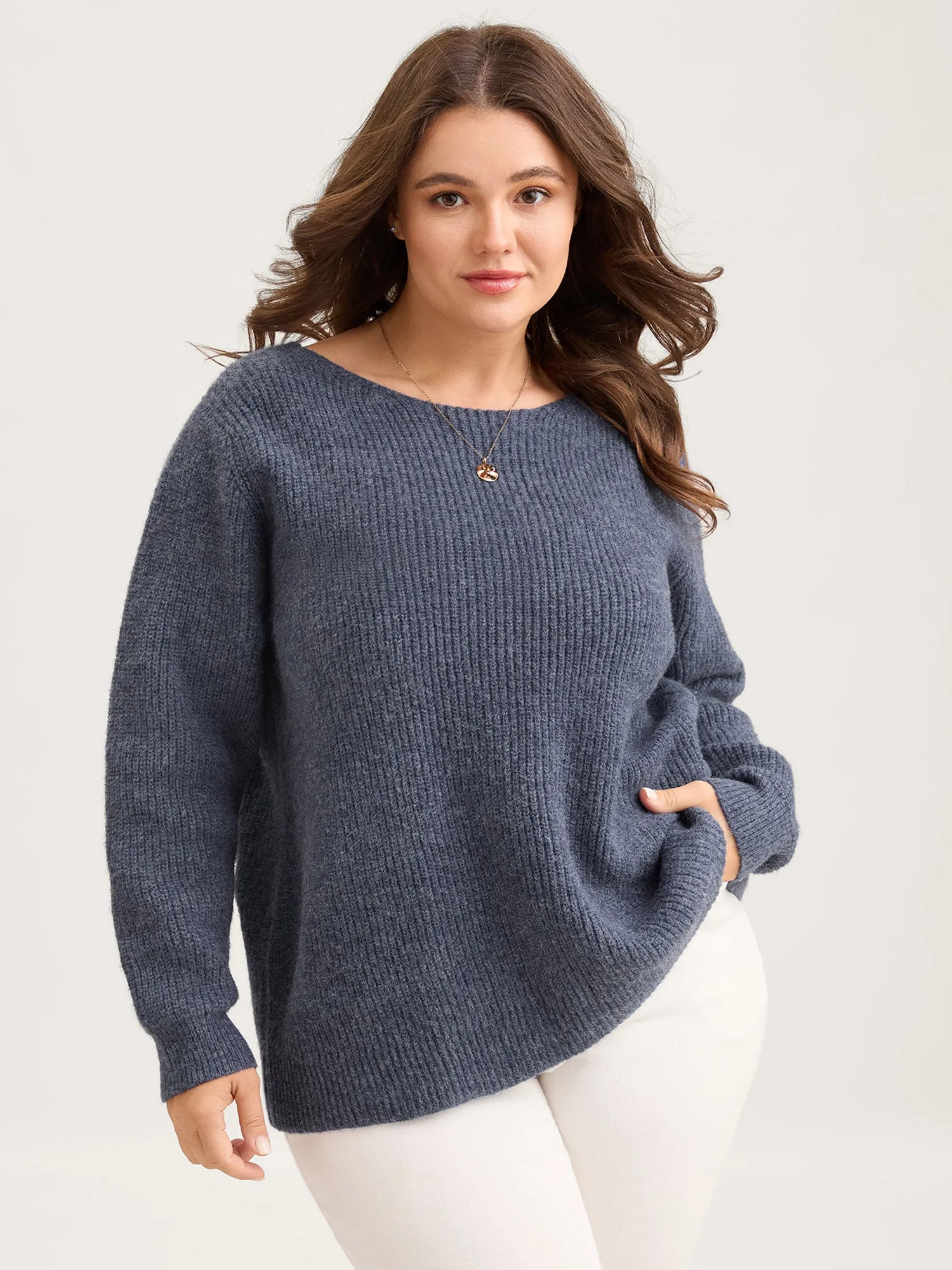 Supersoft Backless Cross-Ties Textured Pullover sold by Bloomchic product image thumbnail 2