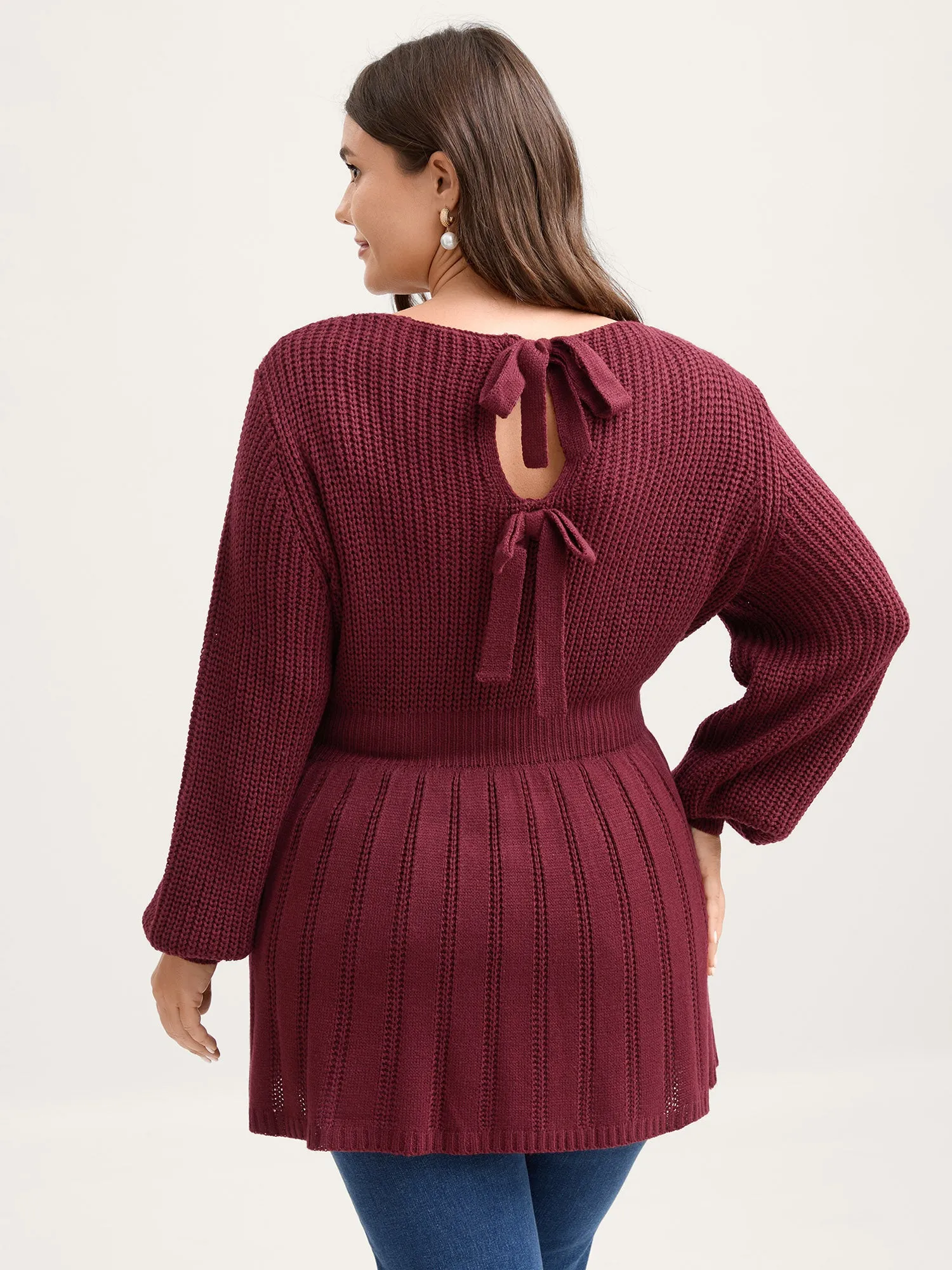 Backless Ties Textured Cinched Pullover sold by Bloomchic product image thumbnail 4