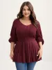 Backless Ties Textured Cinched Pullover sold by Bloomchic