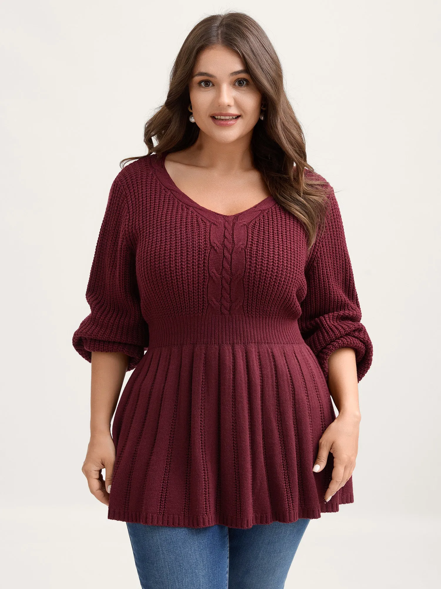 Backless Ties Textured Cinched Pullover sold by Bloomchic