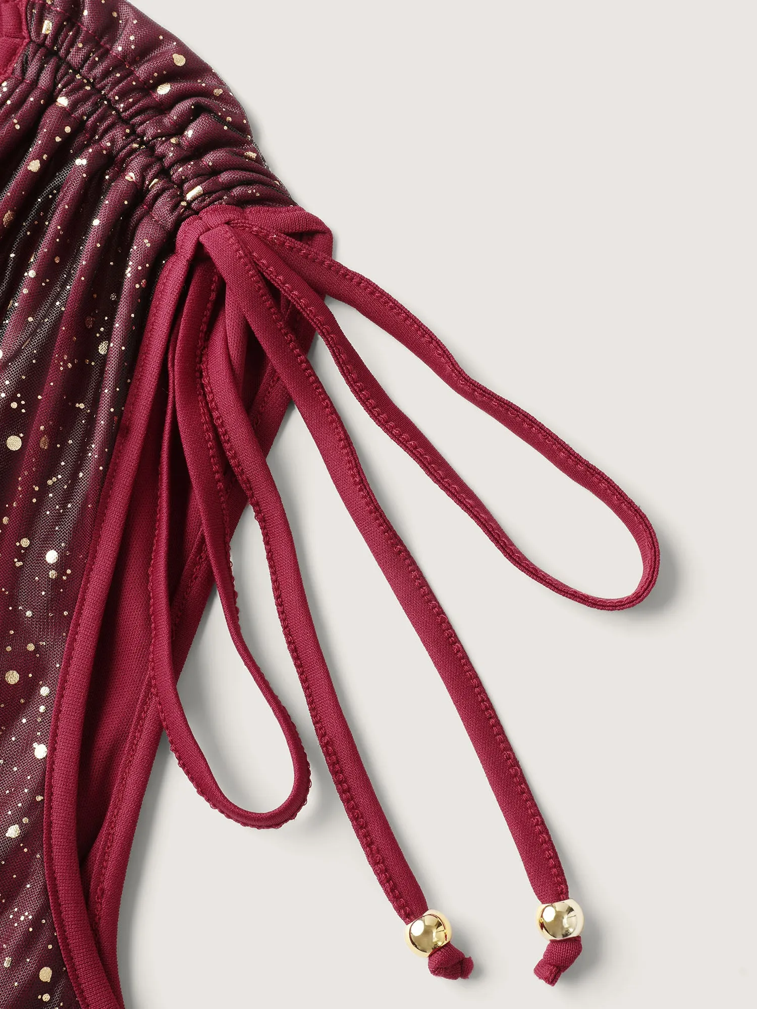 Shimmery Sequin Rhinestones Shoulder Tie Midi Dress sold by Bloomchic product image thumbnail 5