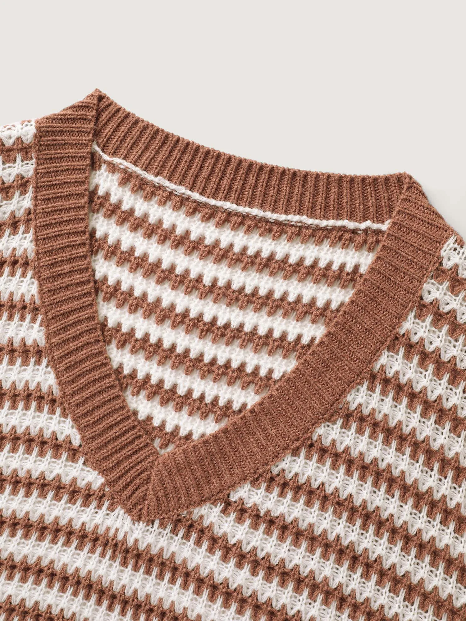 Striped Textured Ribbed Hem V-Neck Pullover sold by Bloomchic product image thumbnail 5