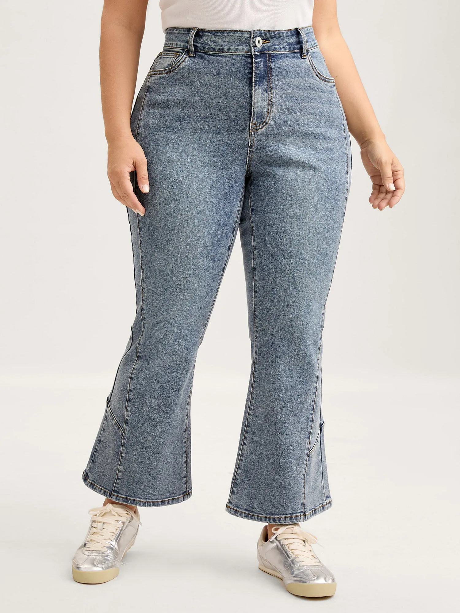 Sand Wash Bootcut Mid-Rise Jeans sold by Bloomchic