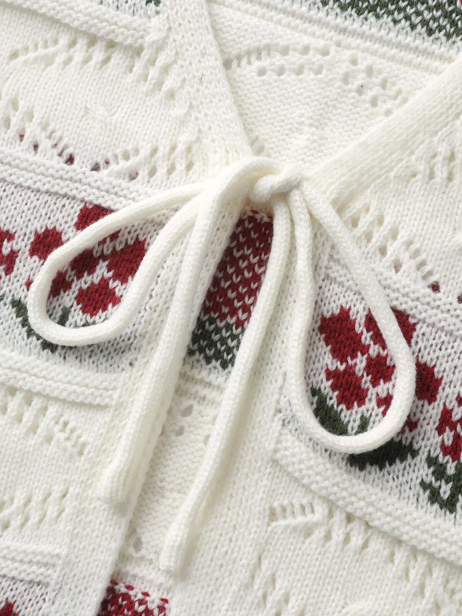 Floral Jacquard Front-Tie Cut-Out Cardigan sold by Bloomchic product image thumbnail 5