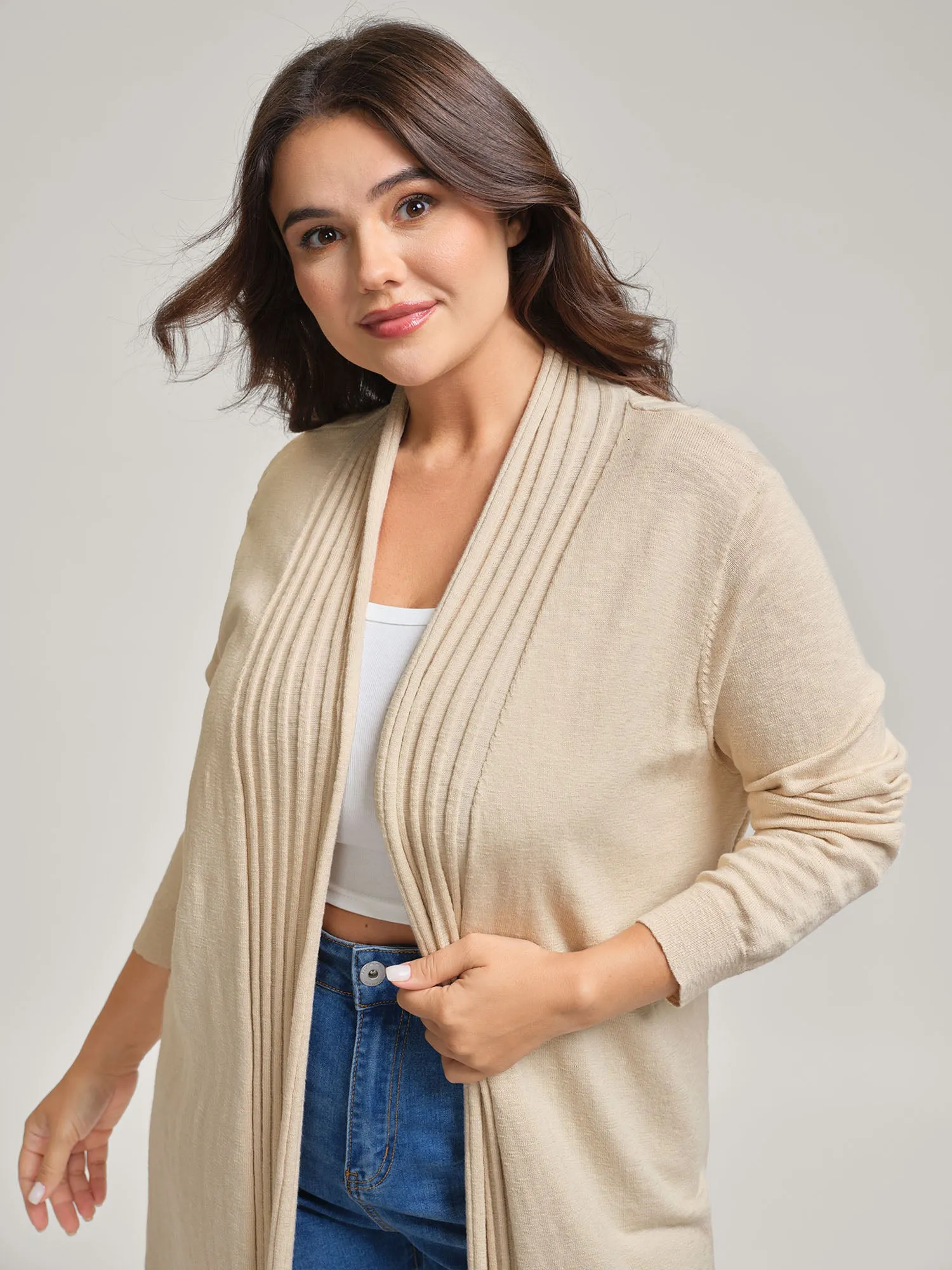 Supersoft Lapel Collar Textured Knit Cardigan sold by Bloomchic product image thumbnail 2