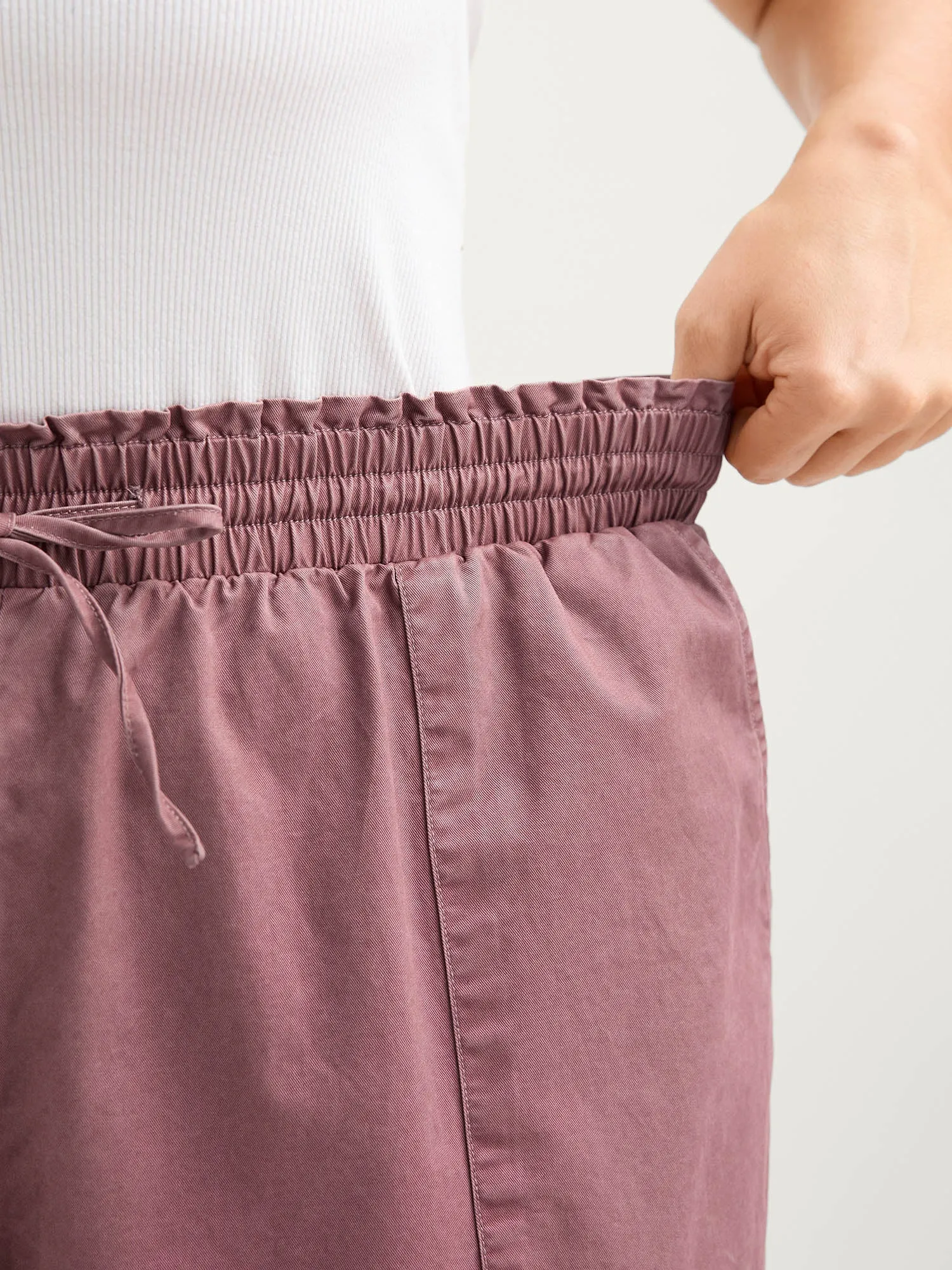 Cotton Shirred Wide Waistband Hem Slit Pants sold by Bloomchic product image thumbnail 3