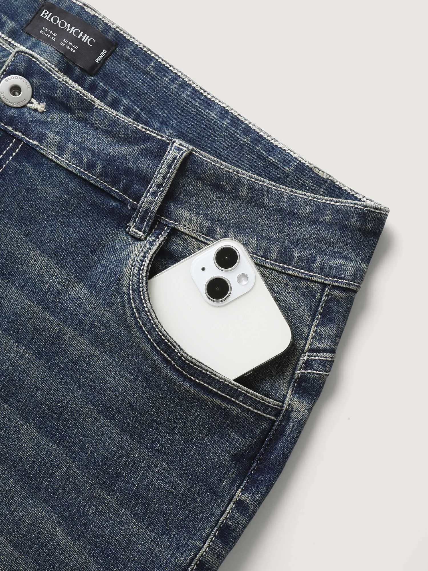 Rolled Cuff Straight-Leg Jeans sold by Bloomchic product image thumbnail 5