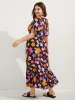Colorful Floral Print Waist-Tie Midi Dress sold by Bloomchic