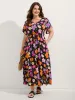 Colorful Floral Print Waist-Tie Midi Dress sold by Bloomchic