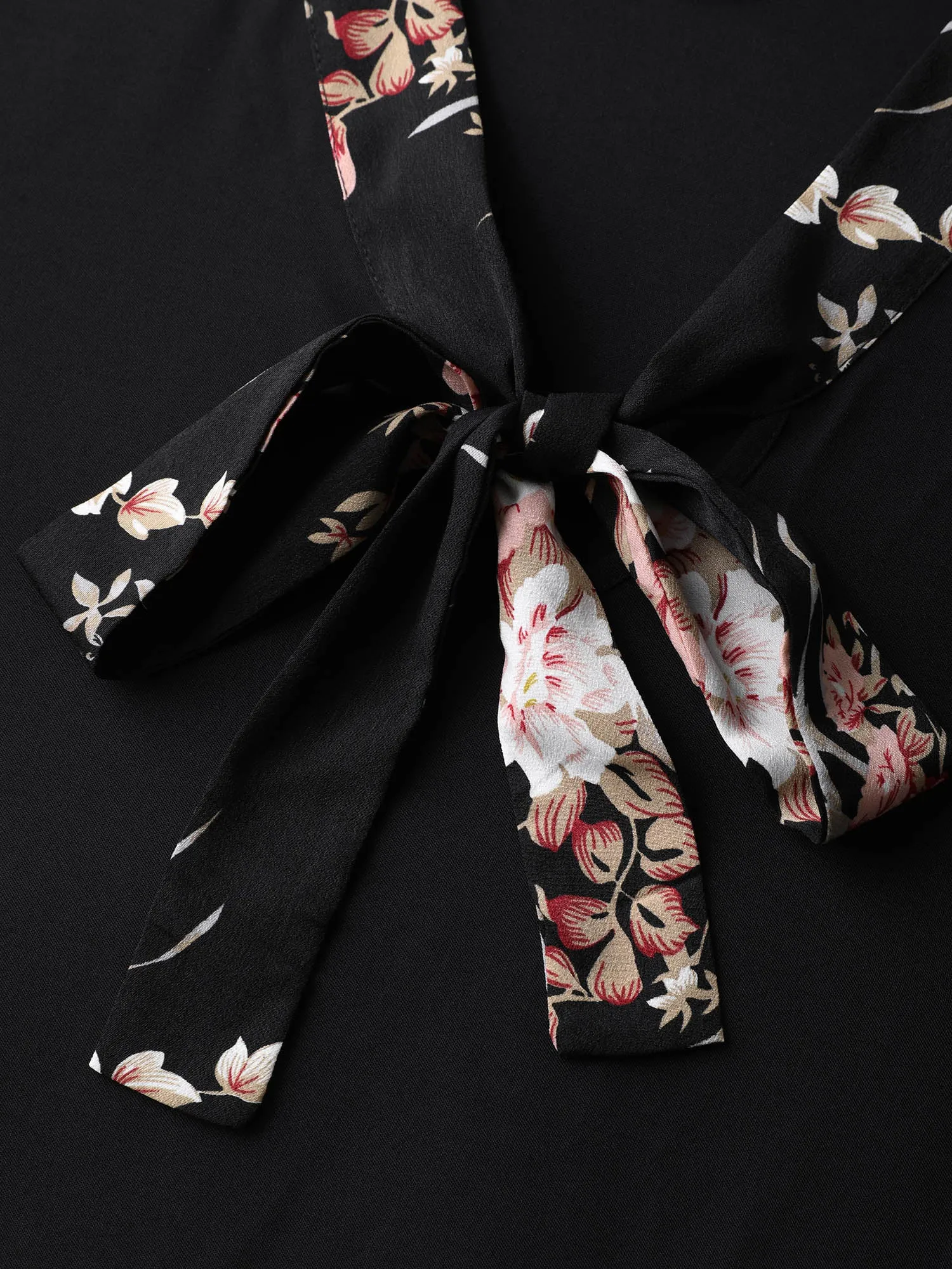 Floral Print Ribbon-Tie Neck Midi Dress sold by Bloomchic product image thumbnail 5