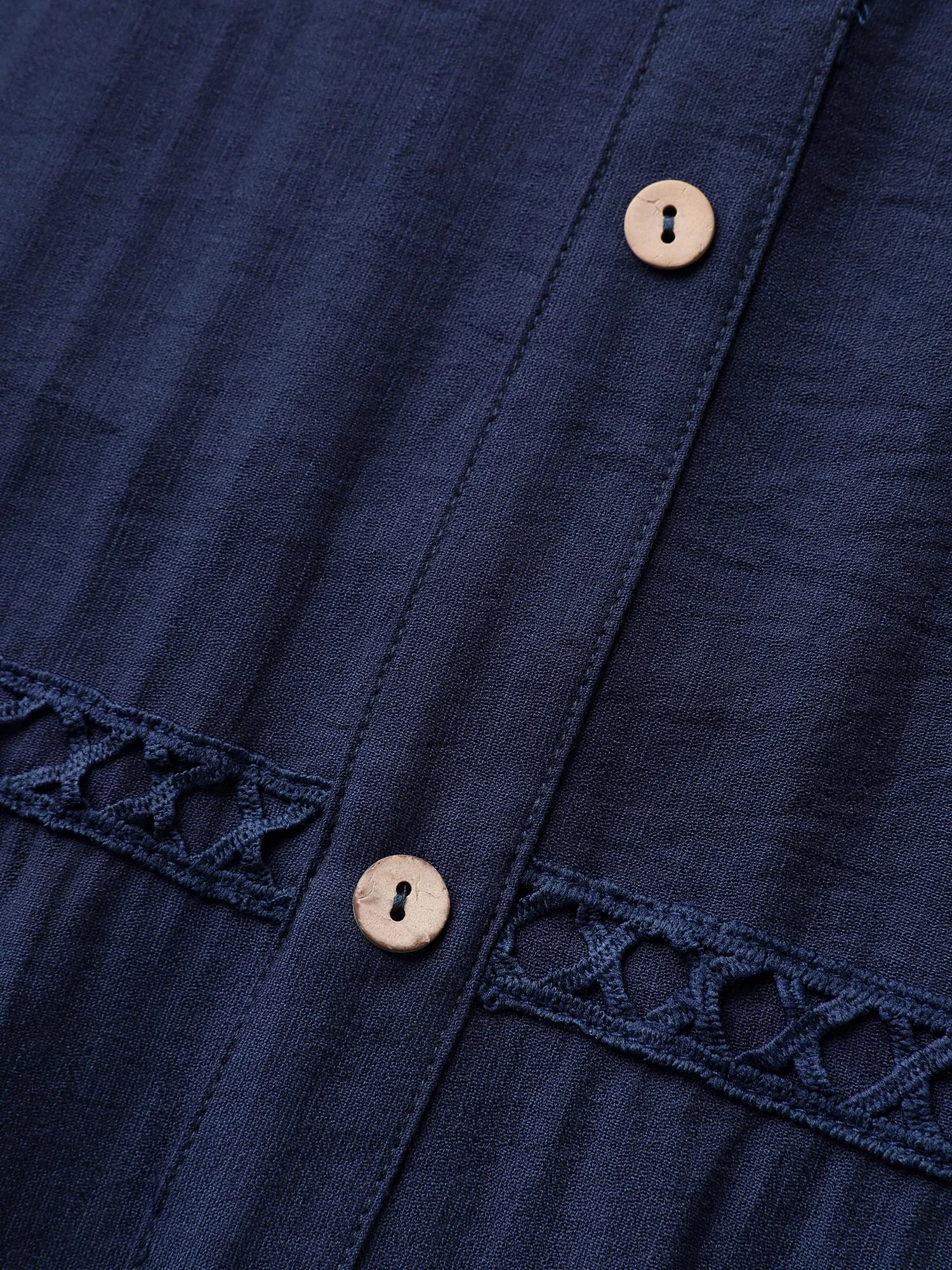 Button Front Lace Trim Pockets Midi Dress sold by Bloomchic product image thumbnail 5