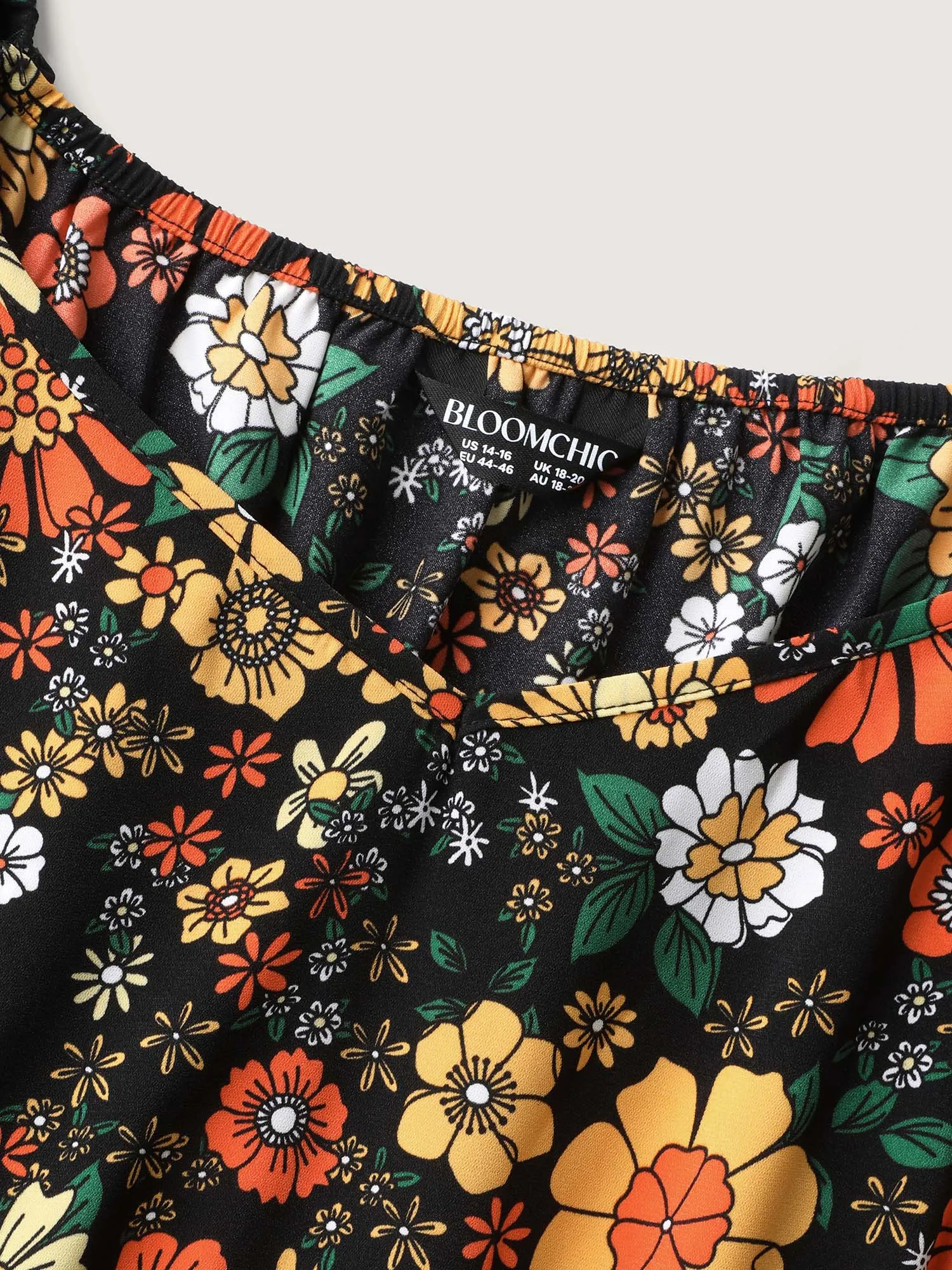 Bright Floral Print Sweetheart Neckline Midi Dress sold by Bloomchic product image thumbnail 5