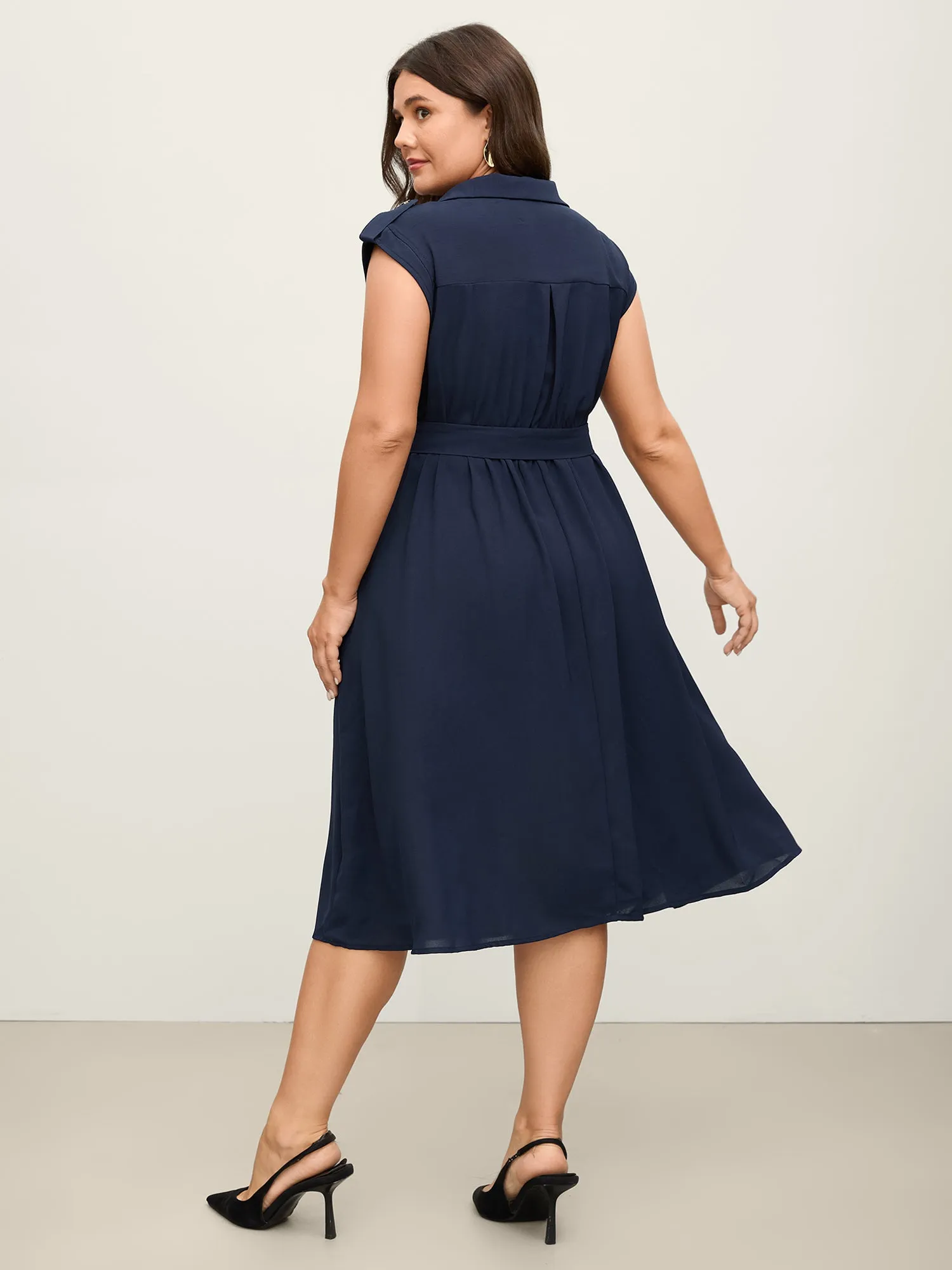 Half Zipper Pockets Belted Midi Dress sold by Bloomchic product image thumbnail 4