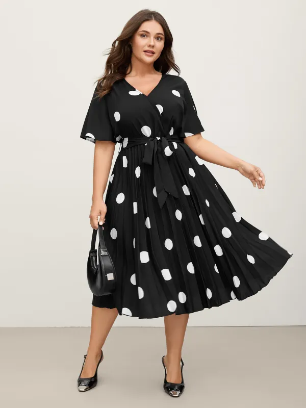 Polka Dots Stretchy Waist Pockets Midi Dress sold by Bloomchic