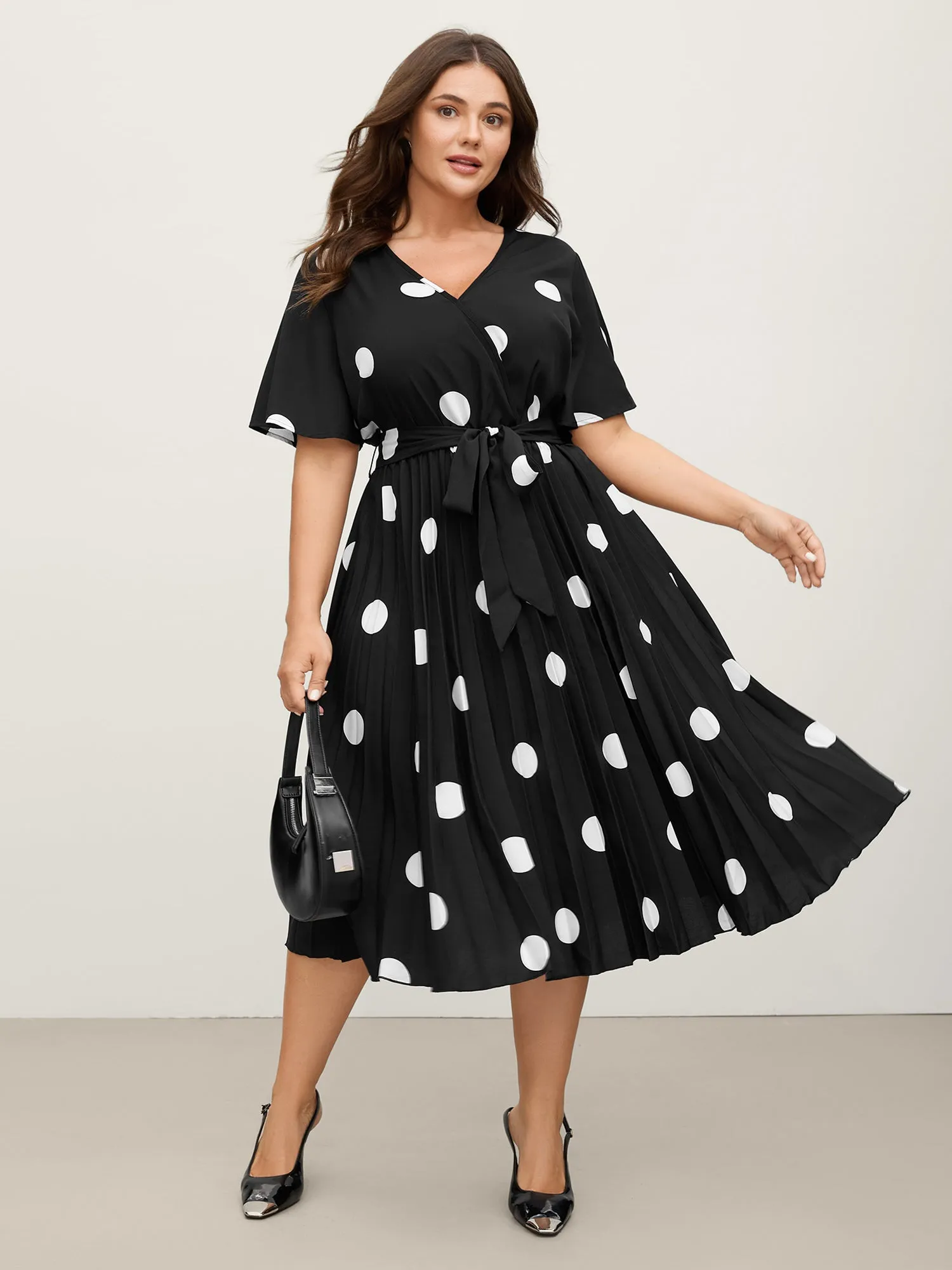 Polka Dots Stretchy Waist Midi Dress sold by Bloomchic