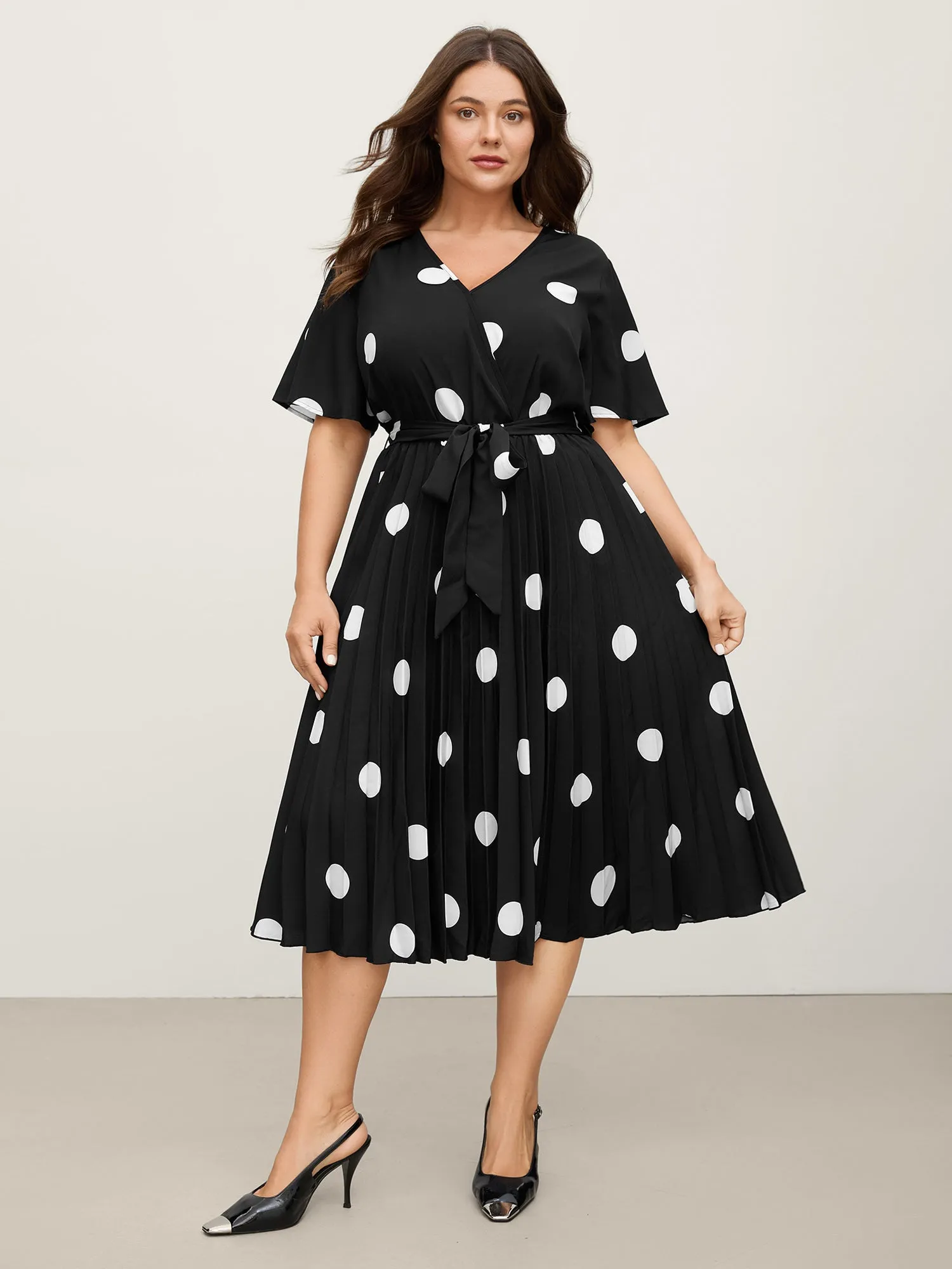 Polka Dots Stretchy Waist Midi Dress sold by Bloomchic product image thumbnail 3