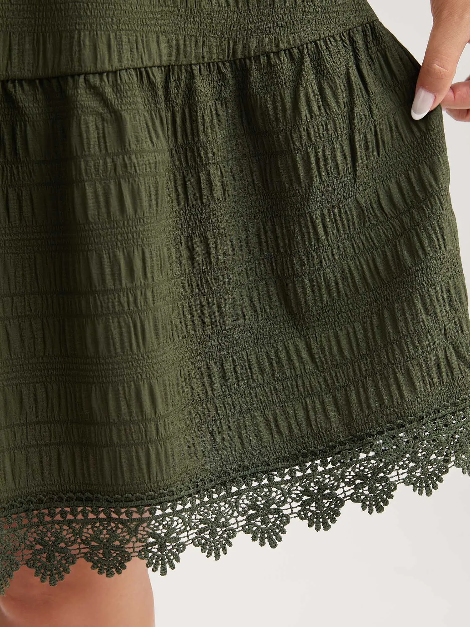 Textured Lace Adjustable Neck-Tie Midi Dress sold by Bloomchic product image thumbnail 4