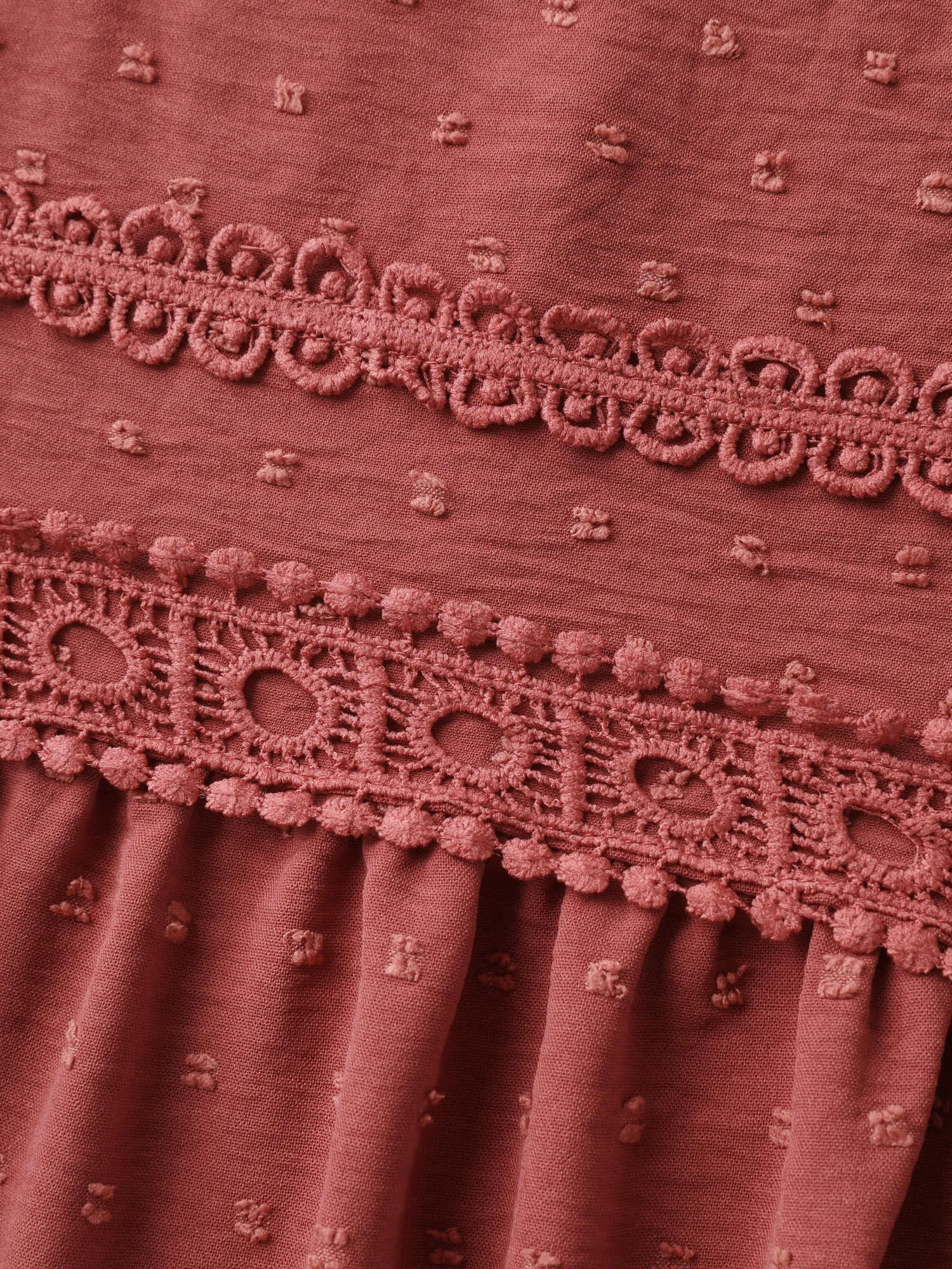 Textured Lace Trim Solid Blouse sold by Bloomchic product image thumbnail 5