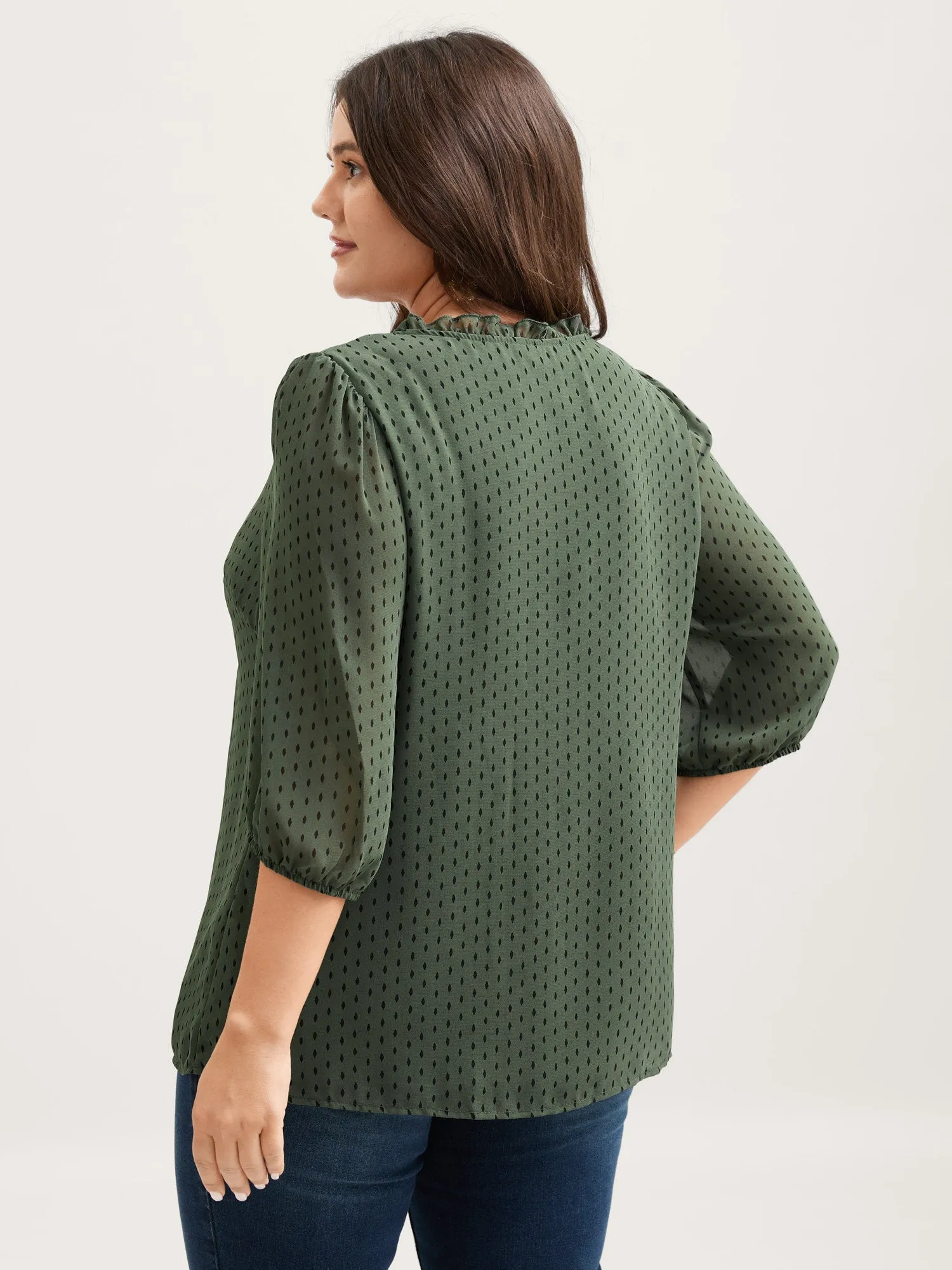 Polka Dots Pin Tuck Button Detail Blouse sold by Bloomchic product image thumbnail 4