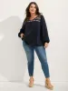 Colorful Boho Neck-Tie Puffy Sleeve Blouse sold by Bloomchic