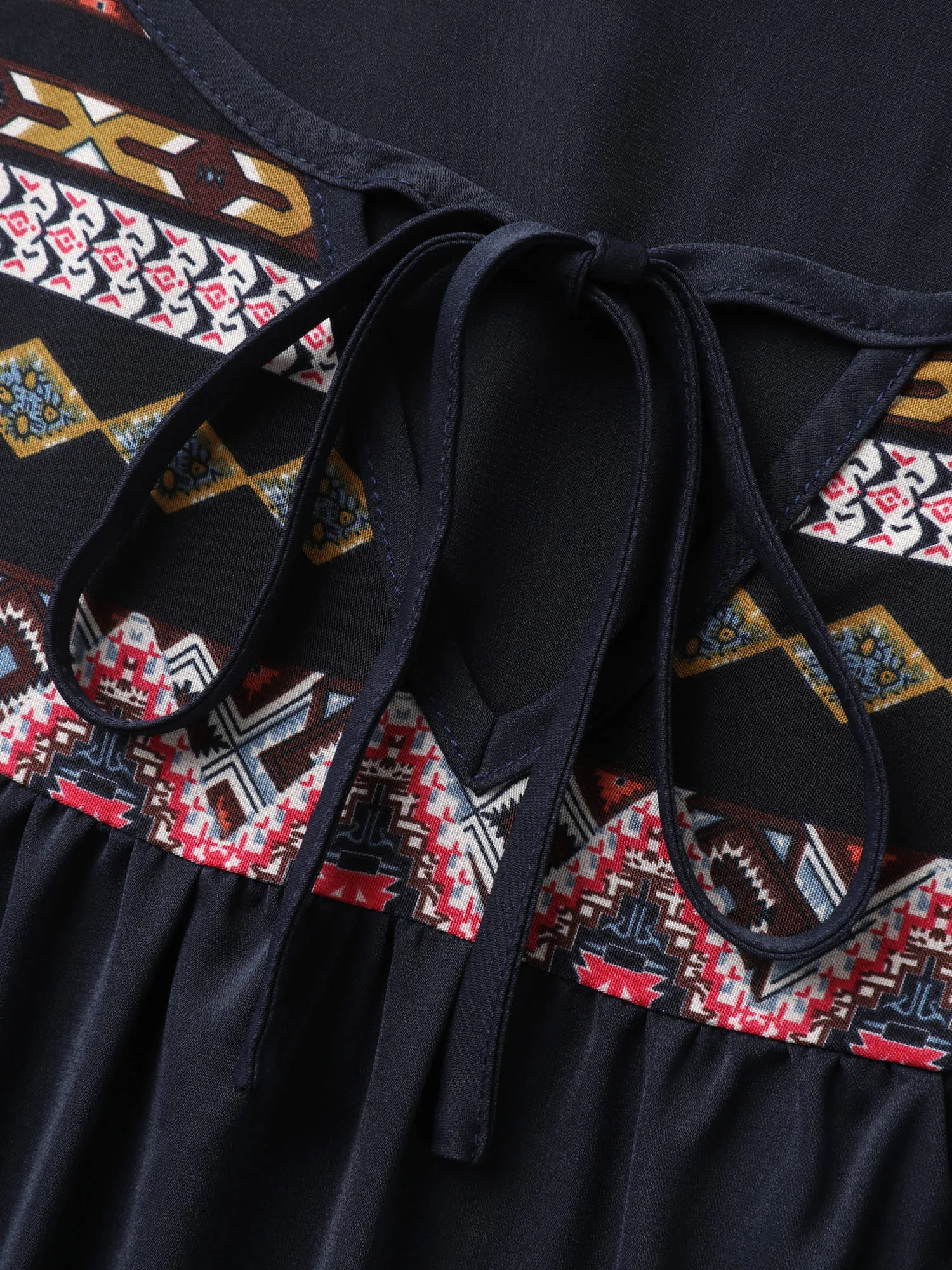 Colorful Boho Neck-Tie Puffy Sleeve Blouse sold by Bloomchic product image thumbnail 5