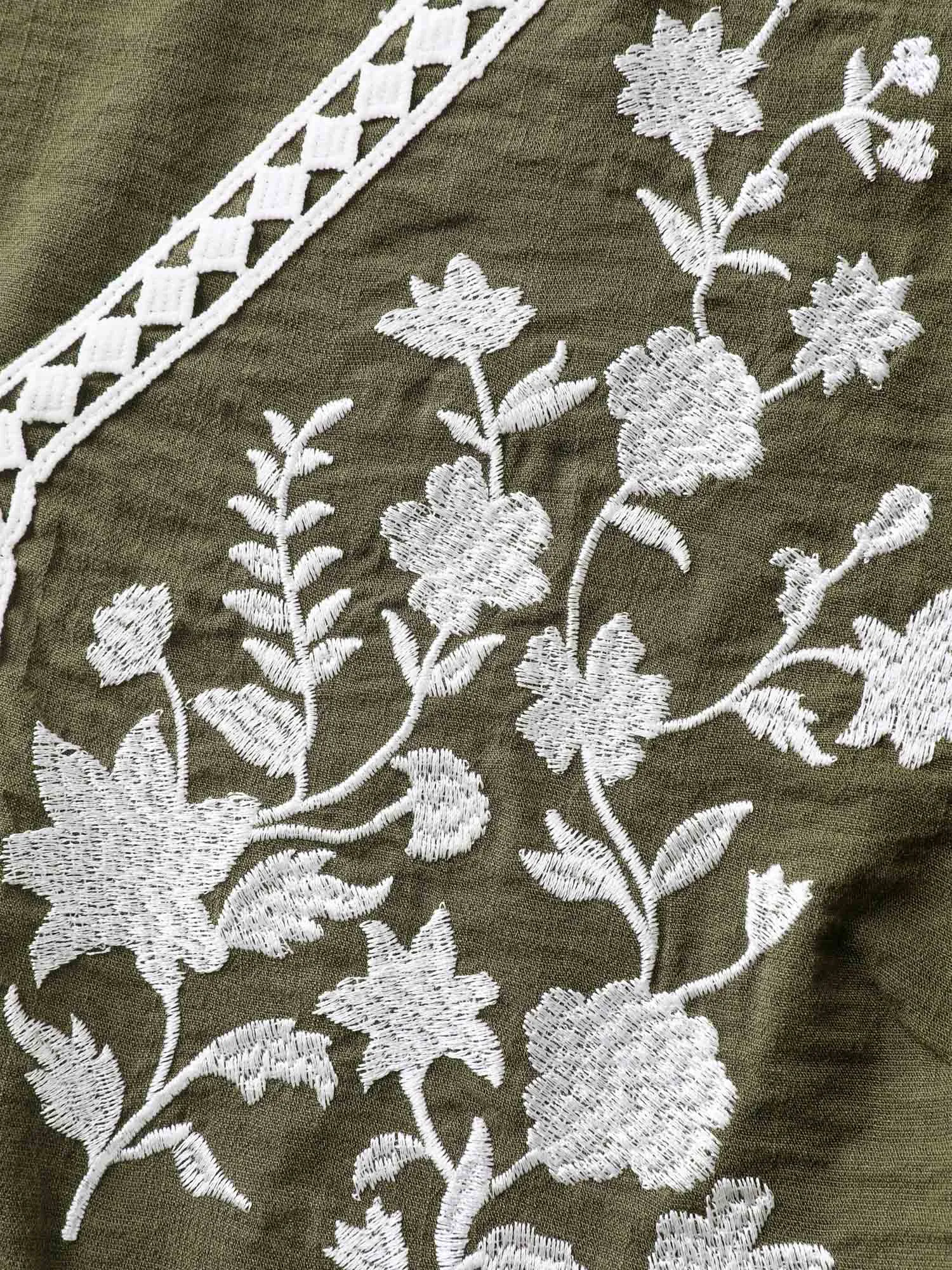 Floral Embroidery Puffy Sleeve-Tie Blouse sold by Bloomchic product image thumbnail 5