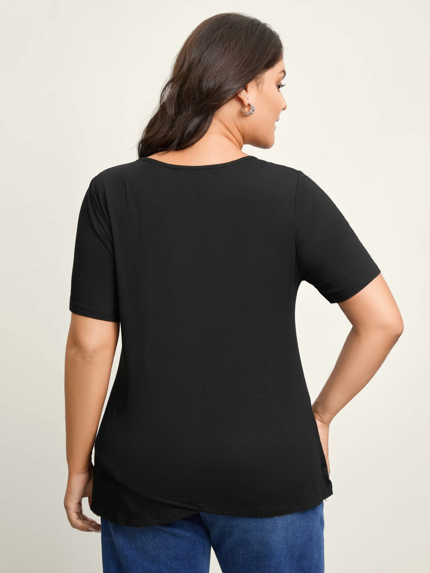 Supersoft Neckline Metal Cuff Pleated Solid Top sold by Bloomchic product image thumbnail 4