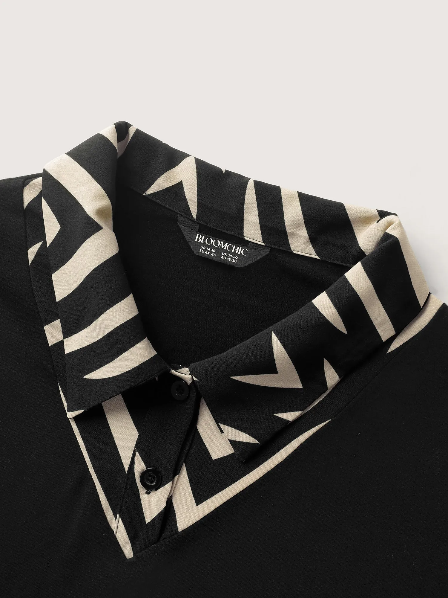 Geometric Print Mixed Material Knit Top sold by Bloomchic product image thumbnail 5