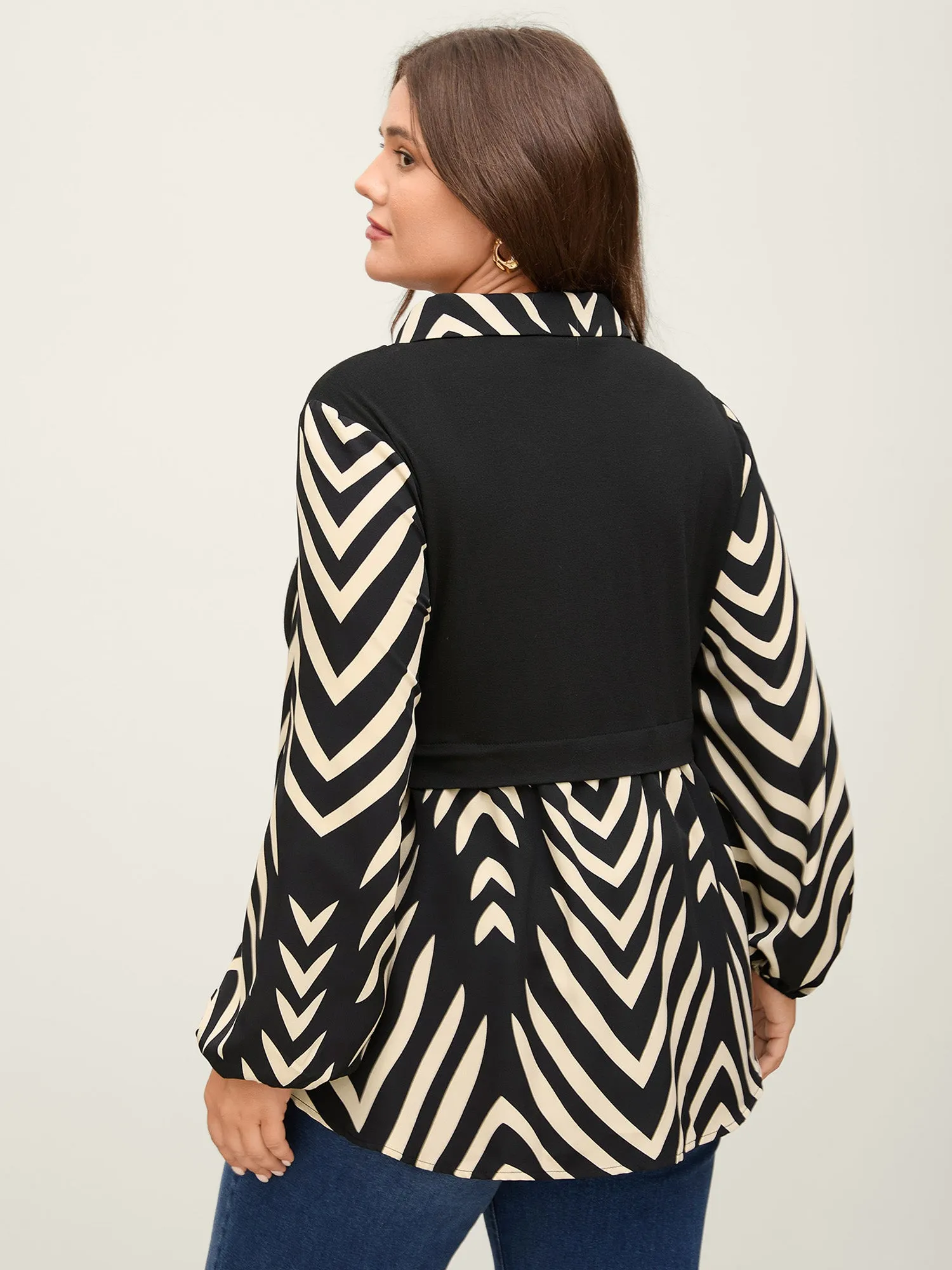 Geometric Print Mixed Material Knit Top sold by Bloomchic product image thumbnail 4