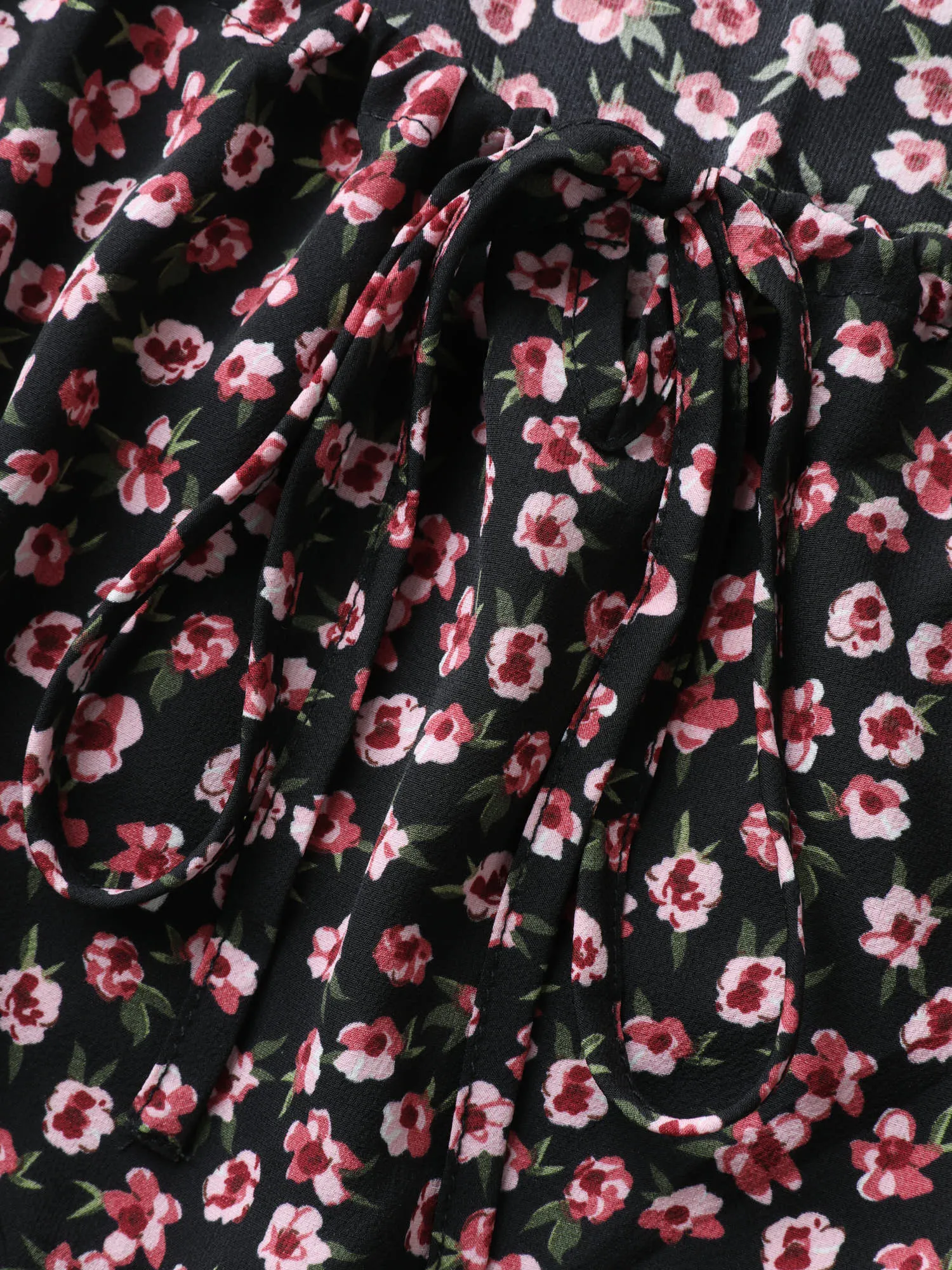 Floral Adjustable Drawstring Neck Shirred Blouse sold by Bloomchic product image thumbnail 5