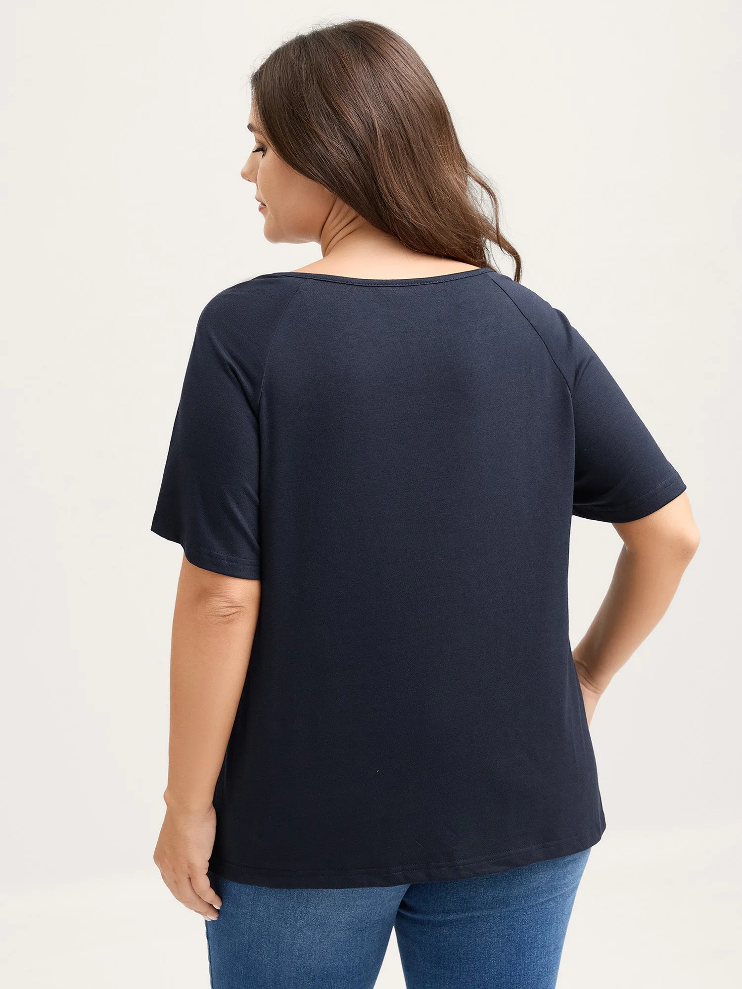 Supersoft Neckline Sheer Lace Neck T-Shirt sold by Bloomchic product image thumbnail 4