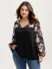 Sheer Floral Print Neck-Tie T-Shirt sold by Bloomchic