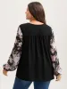Sheer Floral Print Neck-Tie T-Shirt sold by Bloomchic