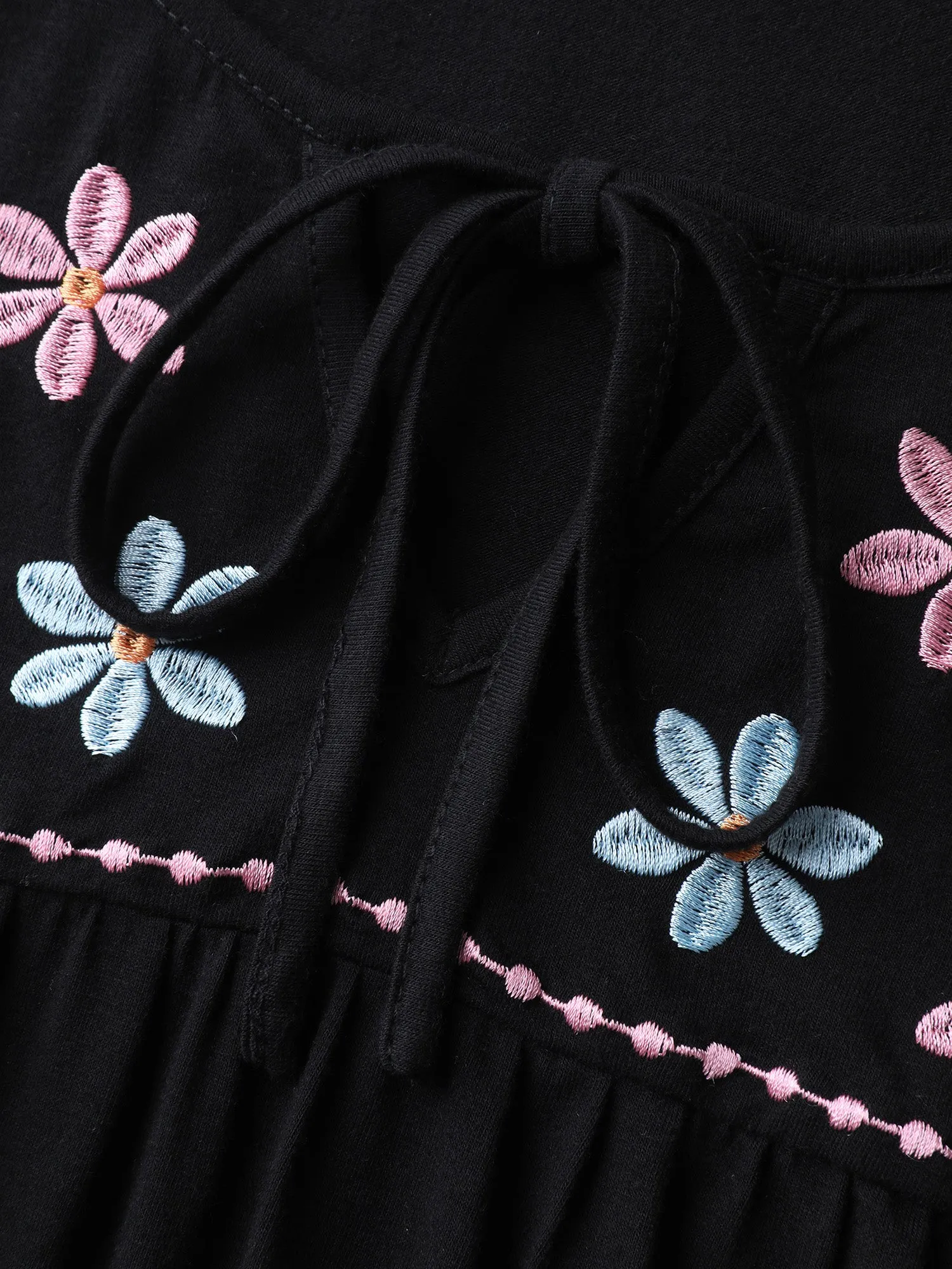 Floral Neck Embroidery Flowy T-Shirt sold by Bloomchic product image thumbnail 5