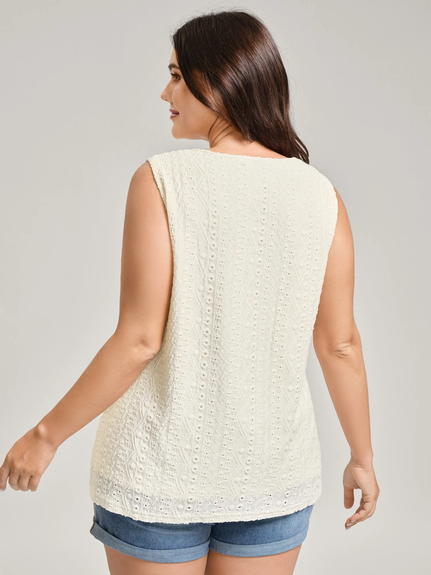 Textured Pleated Front Button Tank Top sold by Bloomchic product image thumbnail 4