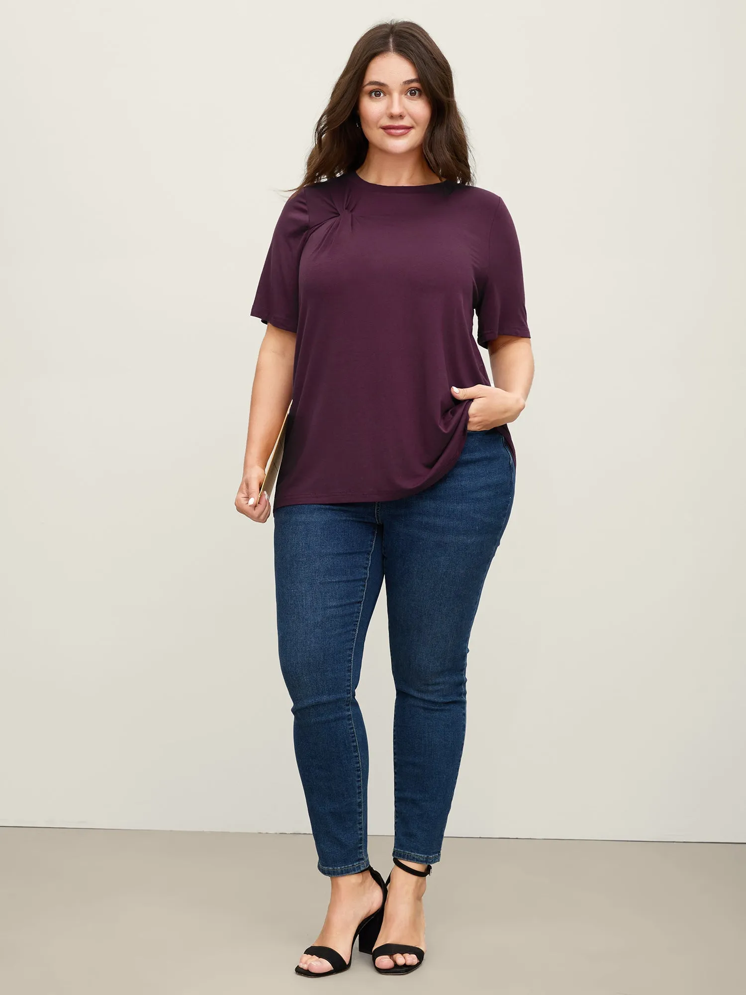 Supersoft Knotted Solid T-Shirt sold by Bloomchic product image thumbnail 3
