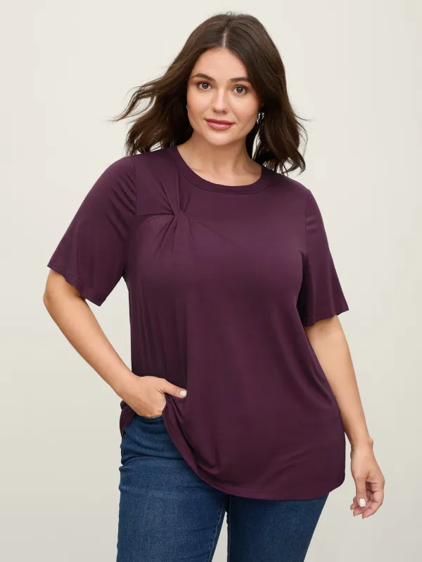 Supersoft Knotted Solid T-Shirt sold by Bloomchic