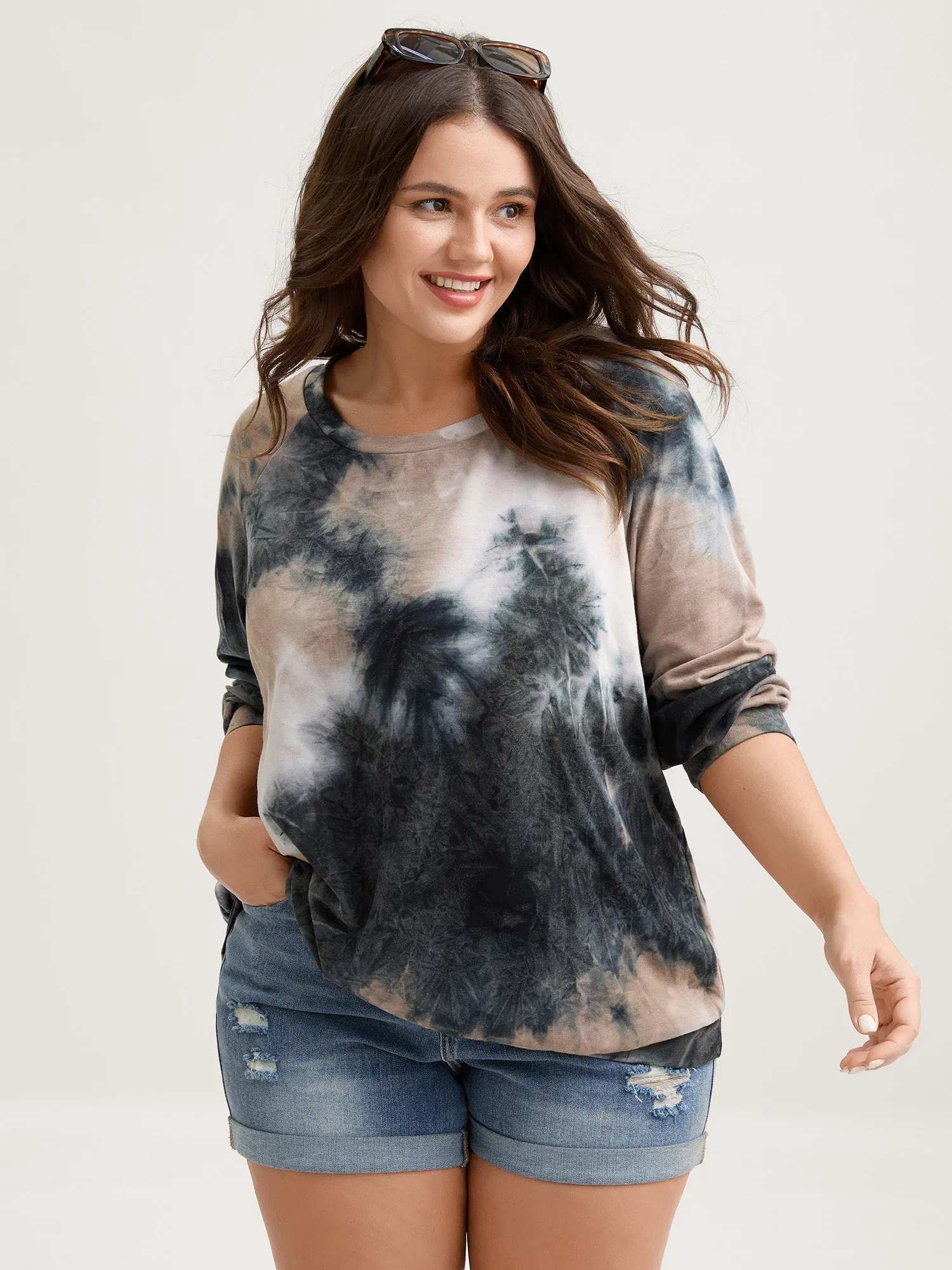 Round Neck Tie-Dye Sweatshirt sold by Bloomchic