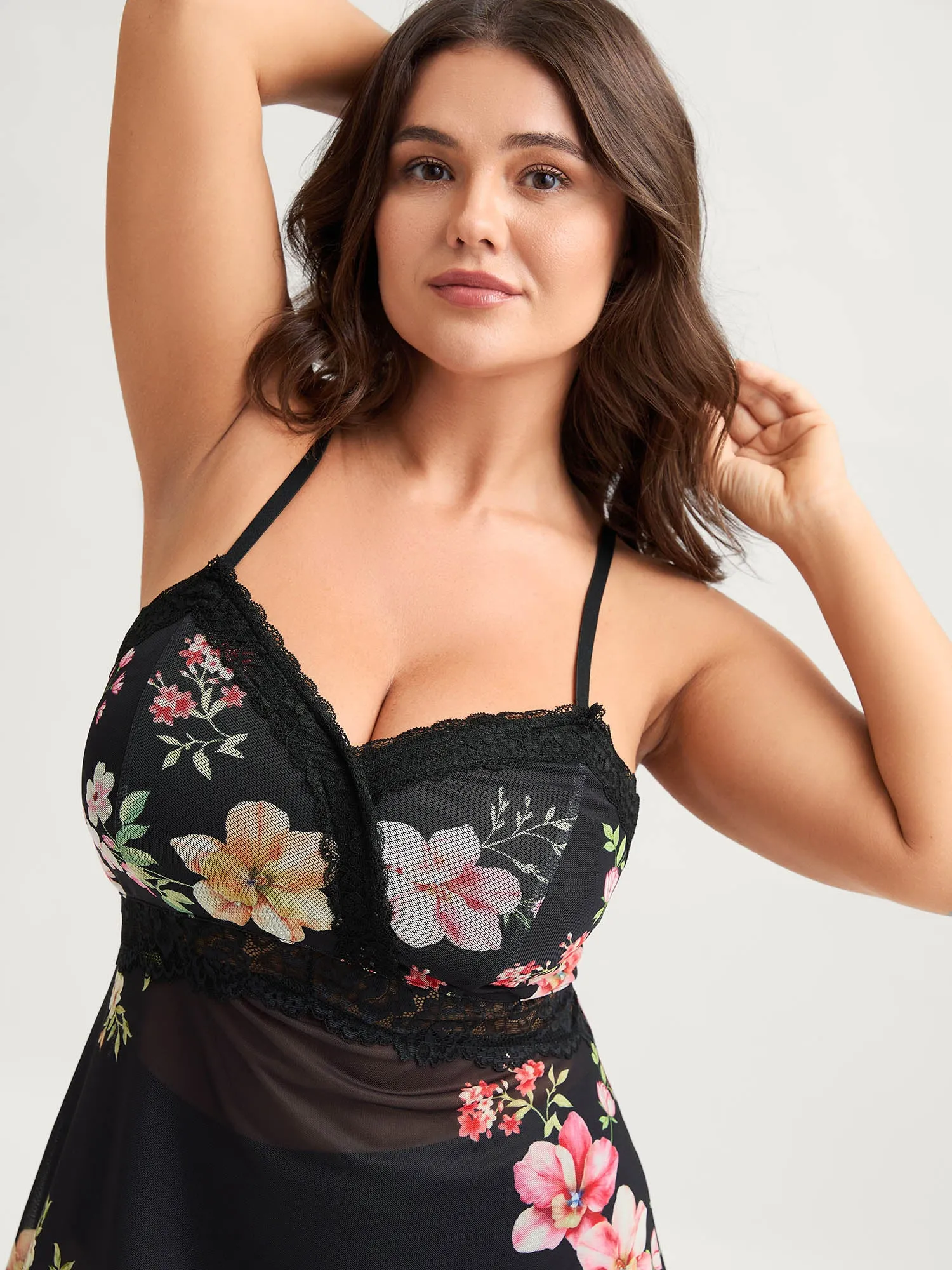 Sheer Floral Lace Trim Nightgown sold by Bloomchic product image thumbnail 2