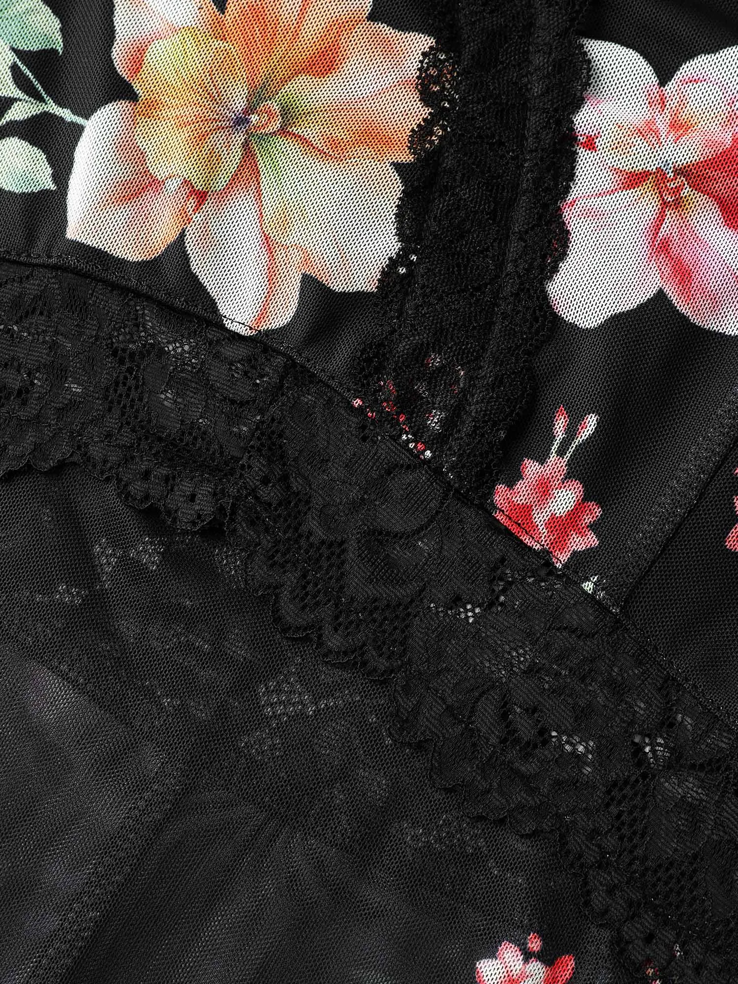 Sheer Floral Lace Trim Nightgown sold by Bloomchic product image thumbnail 5