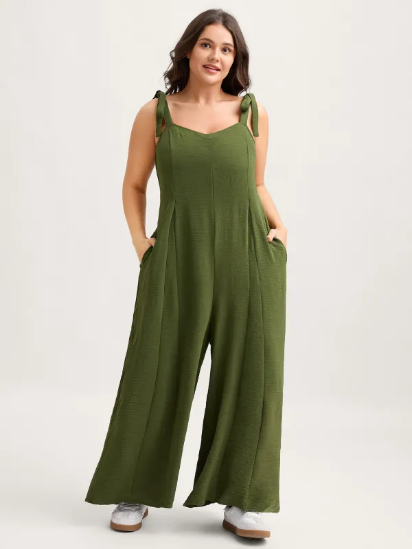 Shoulder Bowknot Wide-Leg Jumpsuit sold by Bloomchic