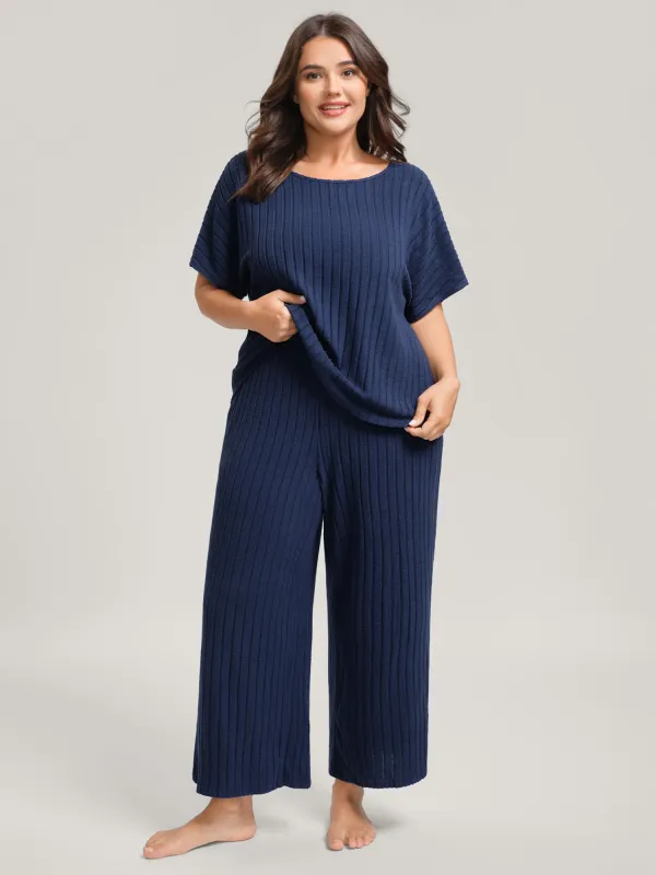 Stretchy Pit Strip Solid Loungewear Set sold by Bloomchic