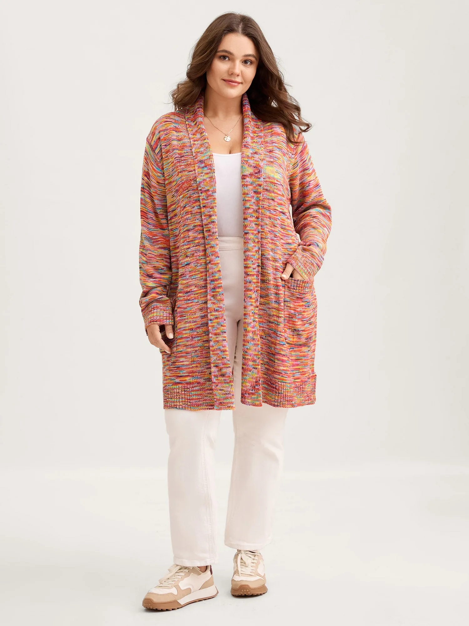 Lapel Collar Pockets Heather Knit Cardigan sold by Bloomchic product image thumbnail 3