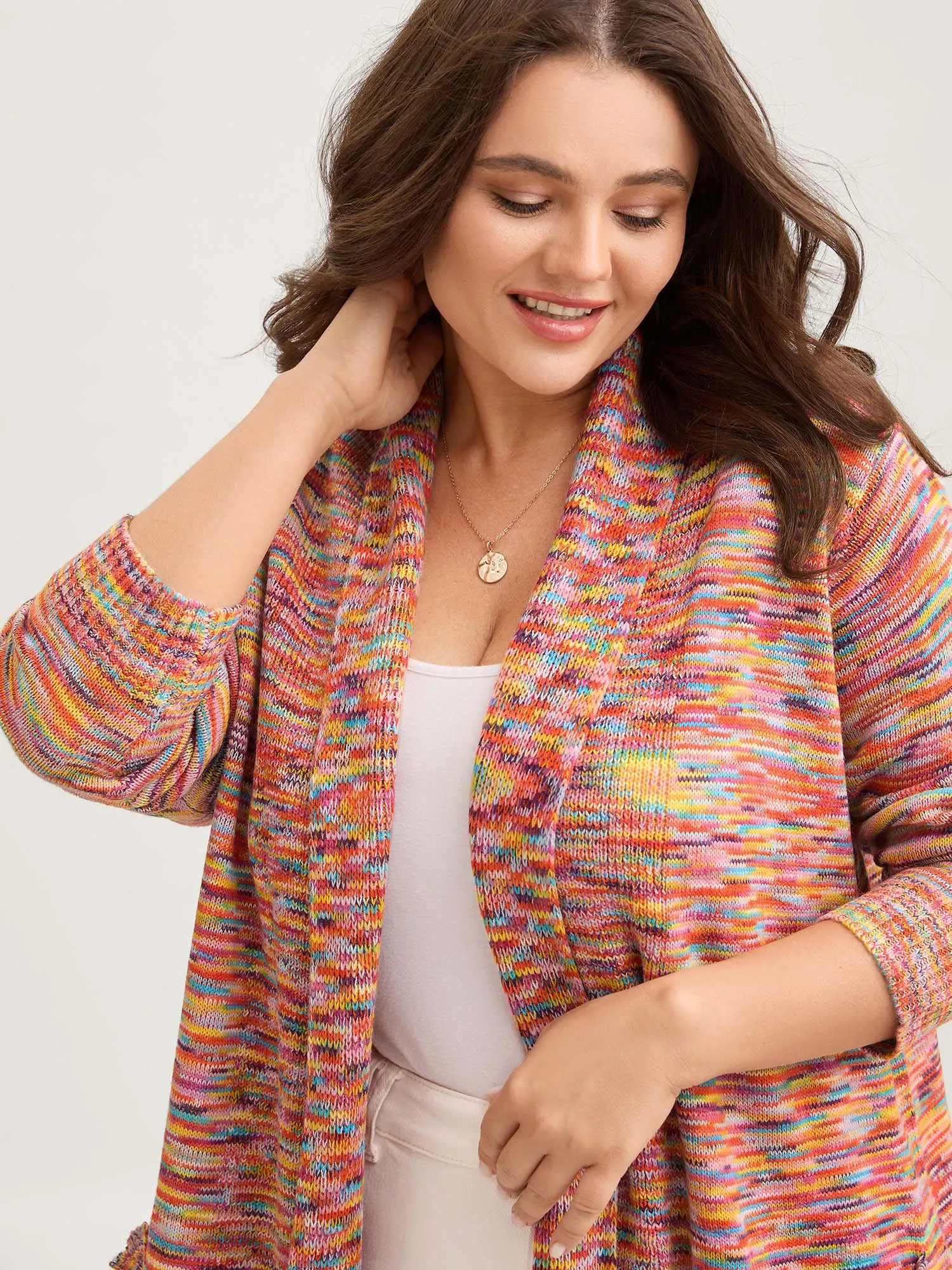 Lapel Collar Pockets Heather Knit Cardigan sold by Bloomchic product image thumbnail 2