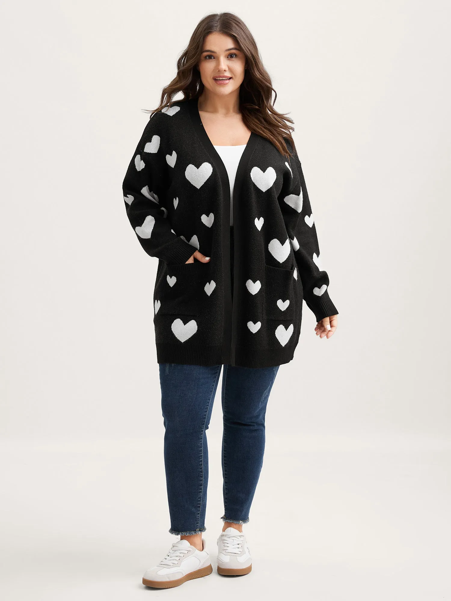 Love Jacquard Pockets Knit Cardigan sold by Bloomchic product image thumbnail 3