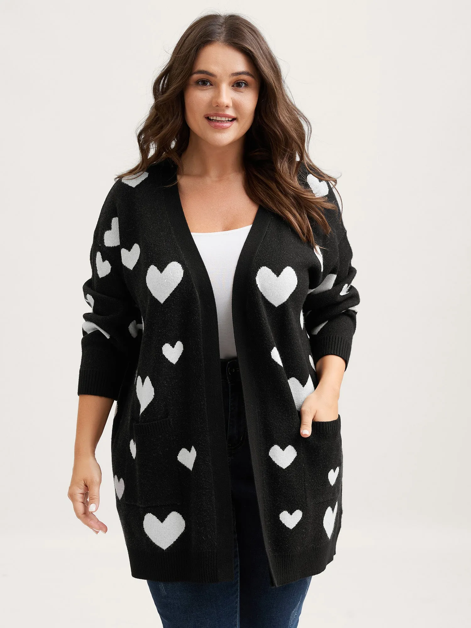 Love Jacquard Pockets Knit Cardigan sold by Bloomchic product image thumbnail 2